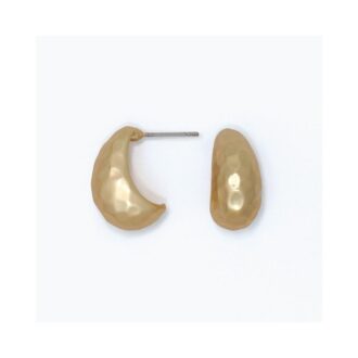 Yellow Satin Hammered Teardrop Dangle Earrings