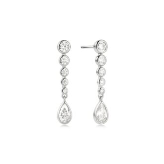 Ania Haie Sterling Silver Bezel CZ Teardrop Dangle Earrings