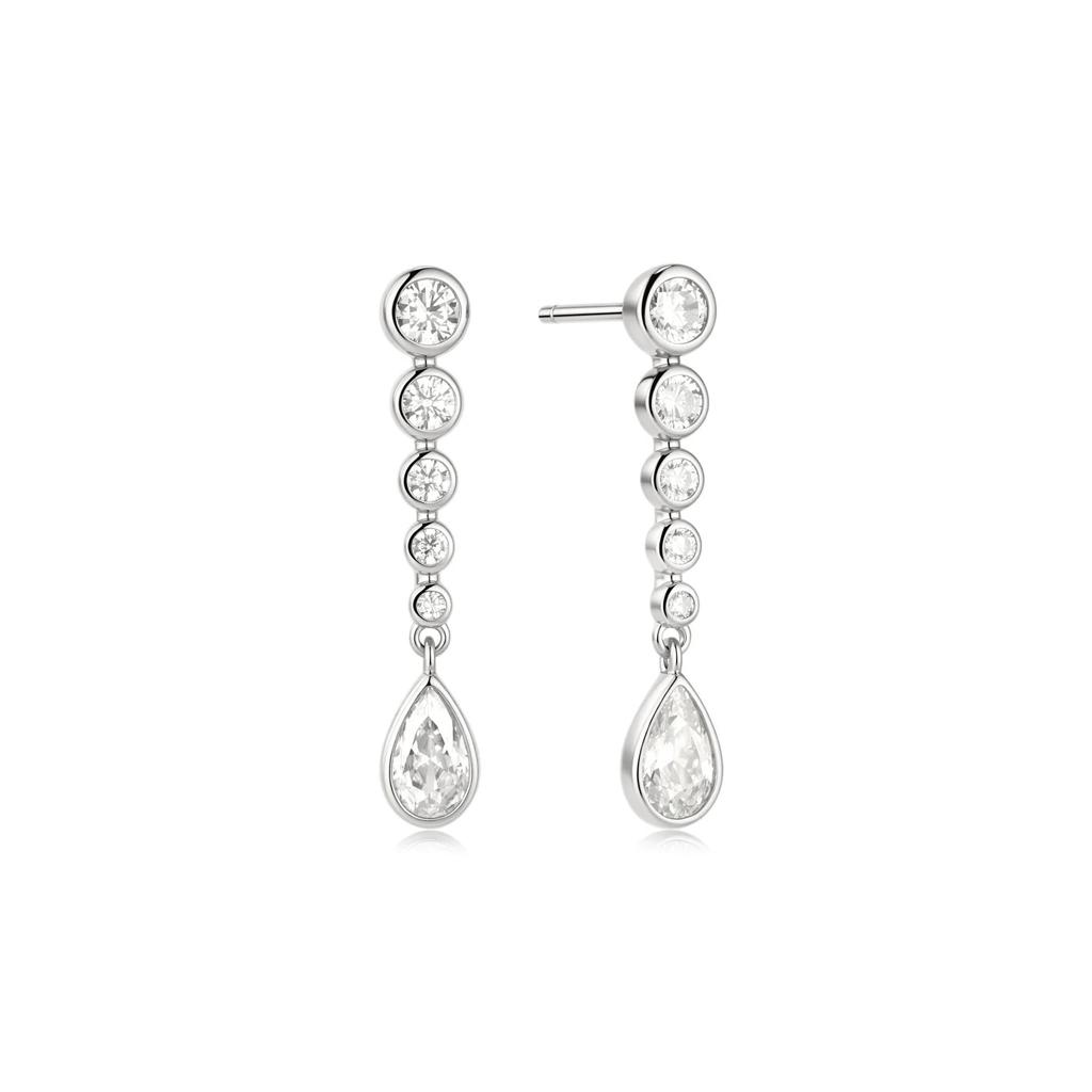 Ania Haie Sterling Silver Bezel CZ Teardrop Dangle Earrings