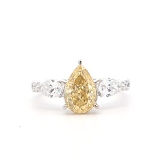 2.05ct Yellow Pear Lab-Grown Diamond Ring 14k White Gold
