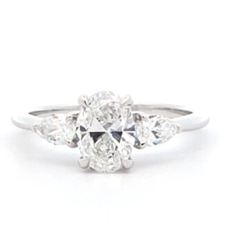 1ct Oval Lab-Grown 3-Stone Engagement Ring 10k White Gold