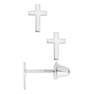 Children's Cross Stud Earrings in Sterling Silver