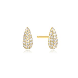 Ania Haie Yellow Gold-Plated Pavé CZ Dome Stud Earrings