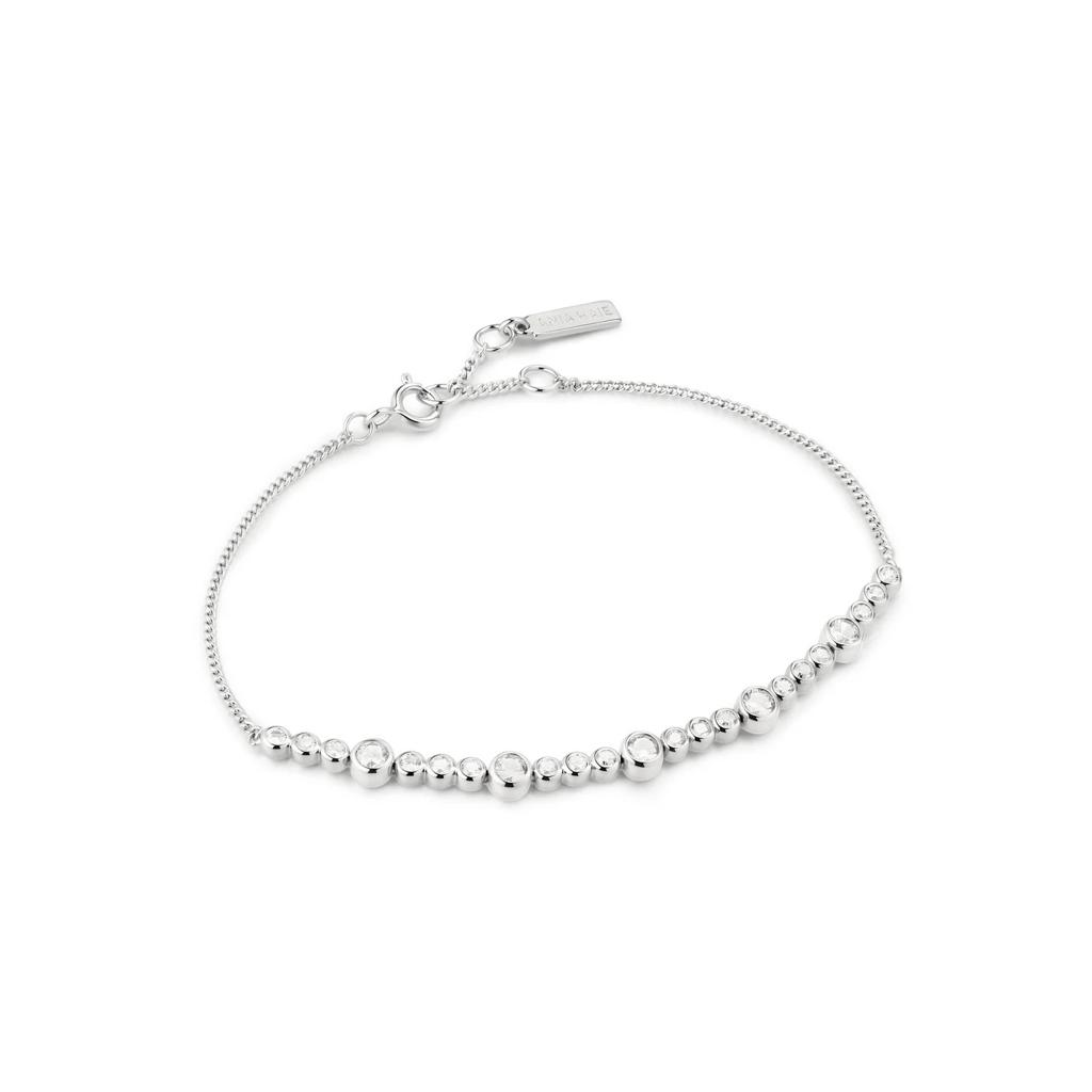 Ania Haie Sterling Silver Bezel-Set CZ Wheat Chain Bracelet