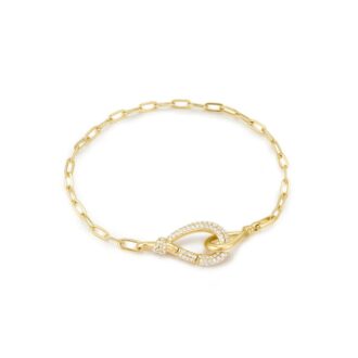 Ania Haie Pavé CZ Knot Open Link Bracelet in Gold Plate
