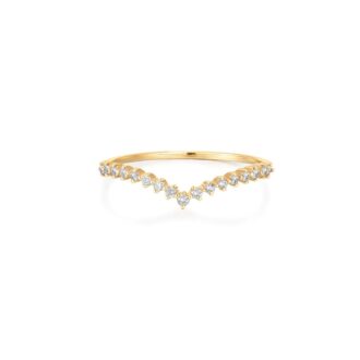 Revere 14k Yellow Gold V Ring with .13ctw Lab-Grown Diamonds
