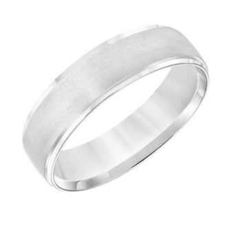 Artcarved 10k White Gold Low Dome Flat Edge Wedding Band