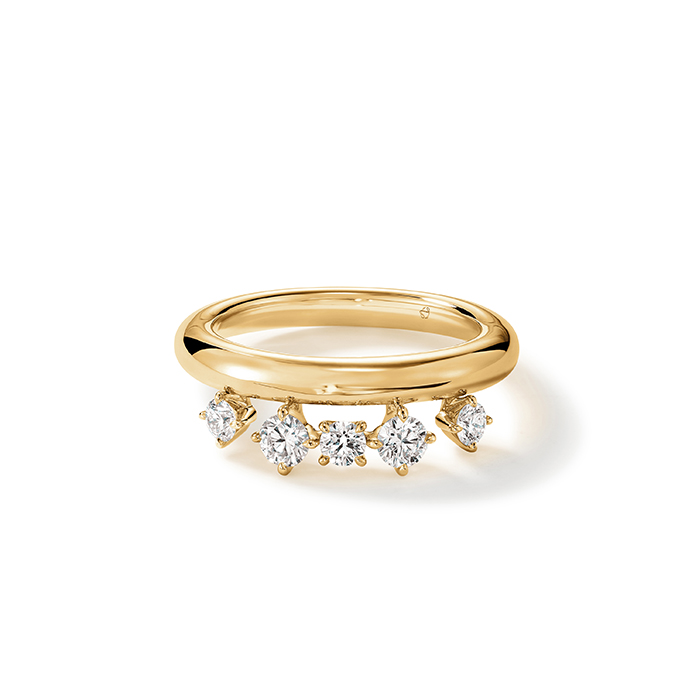 Hearts on Fire Bar Float Ring with .49ctw Round Diamonds in 18k Yellow Gold