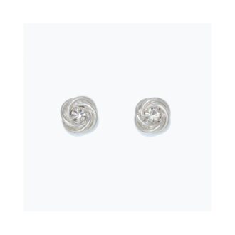 Silver Clear Crystal Twist Knot Stud Earrings