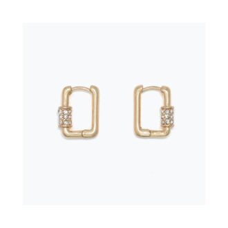 Yellow Square Crystal Huggie Earrings