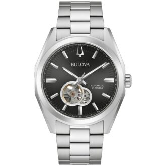 Bulova Men's Surveyor Black Dial Stainless Steel Dress Watch