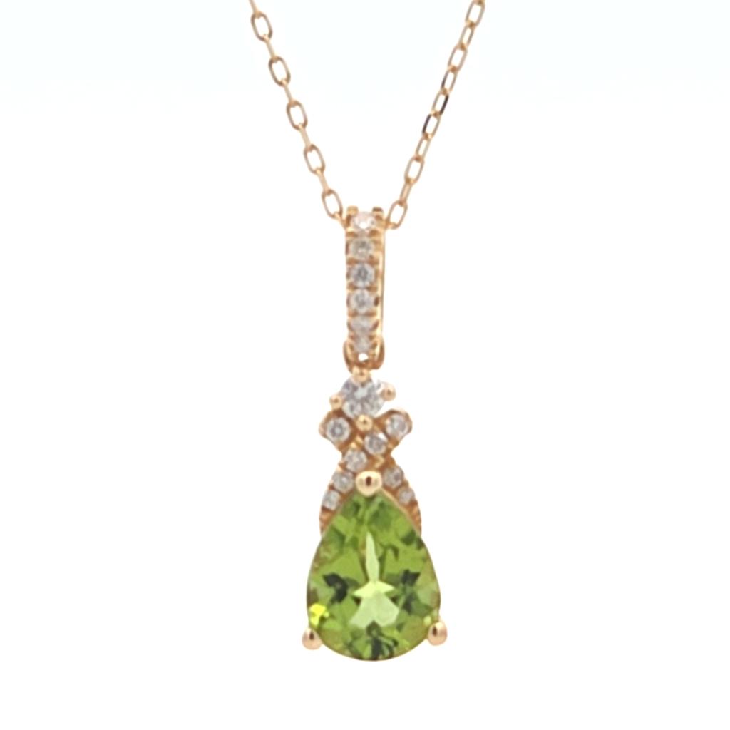 14K Yellow Gold Drop Pendant with .11ctw Diamond Pear Bail