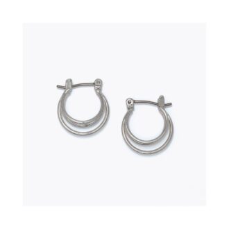 Silver Triple Ring Huggie Hoop Earrings