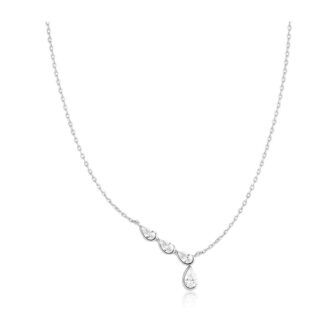 Ania Haie Sterling Silver Bezel CZ Teardrop Drop Necklace