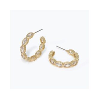 Yellow Bezel-Set CZ Oval Hoop Earrings