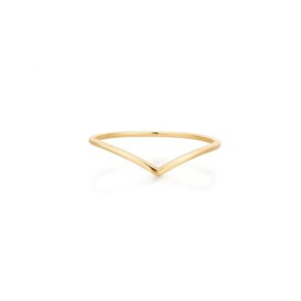 14K Yellow Gold Wishbone V Ring