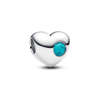 Pandora Engravable Turquoise Blue Heart Charm