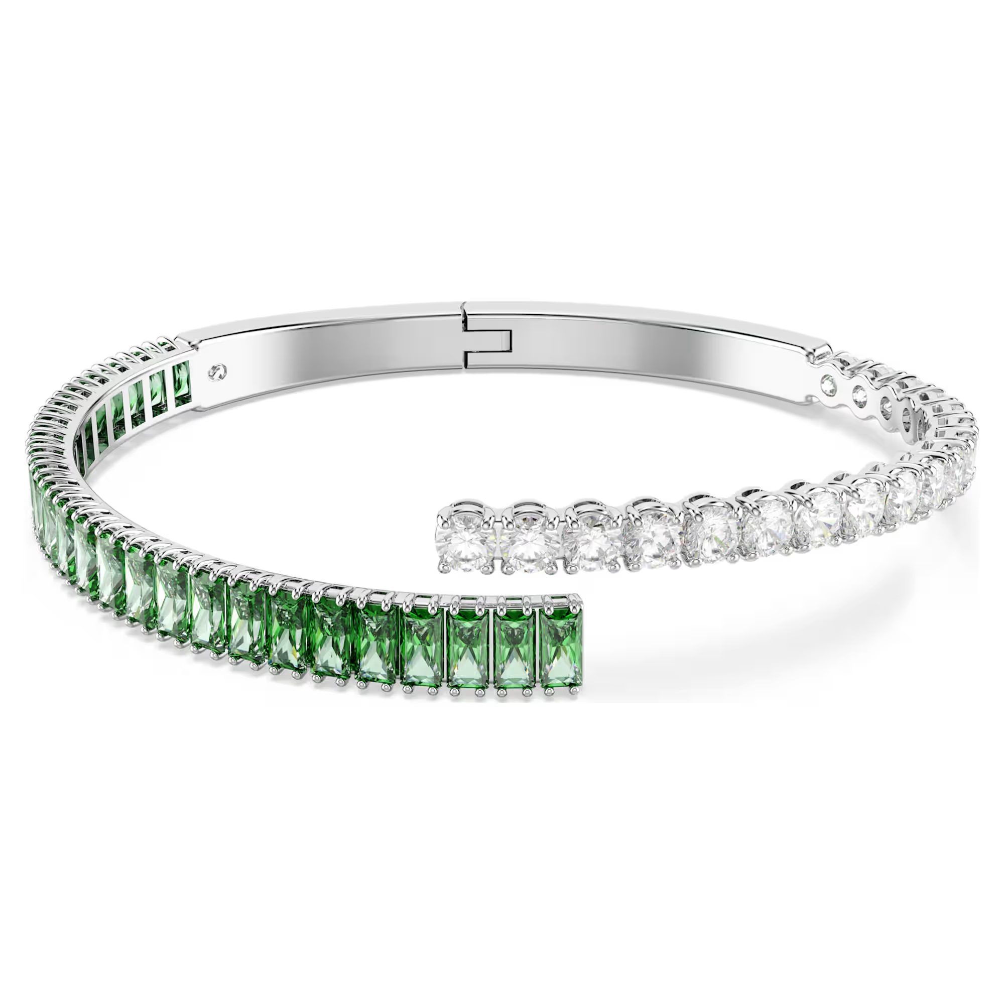 Swarovski Matrix Bangle Bracelet with Clear and Green Crystals