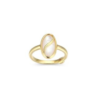 Yellow Gold Plated Twist Oval Mother-of-Pearl Ring, Size 7