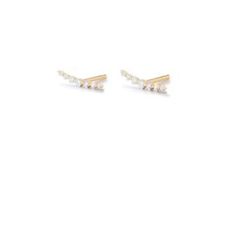 Monica 14K Yellow Gold Lab-Grown Diamond Bar Studs .12ctw