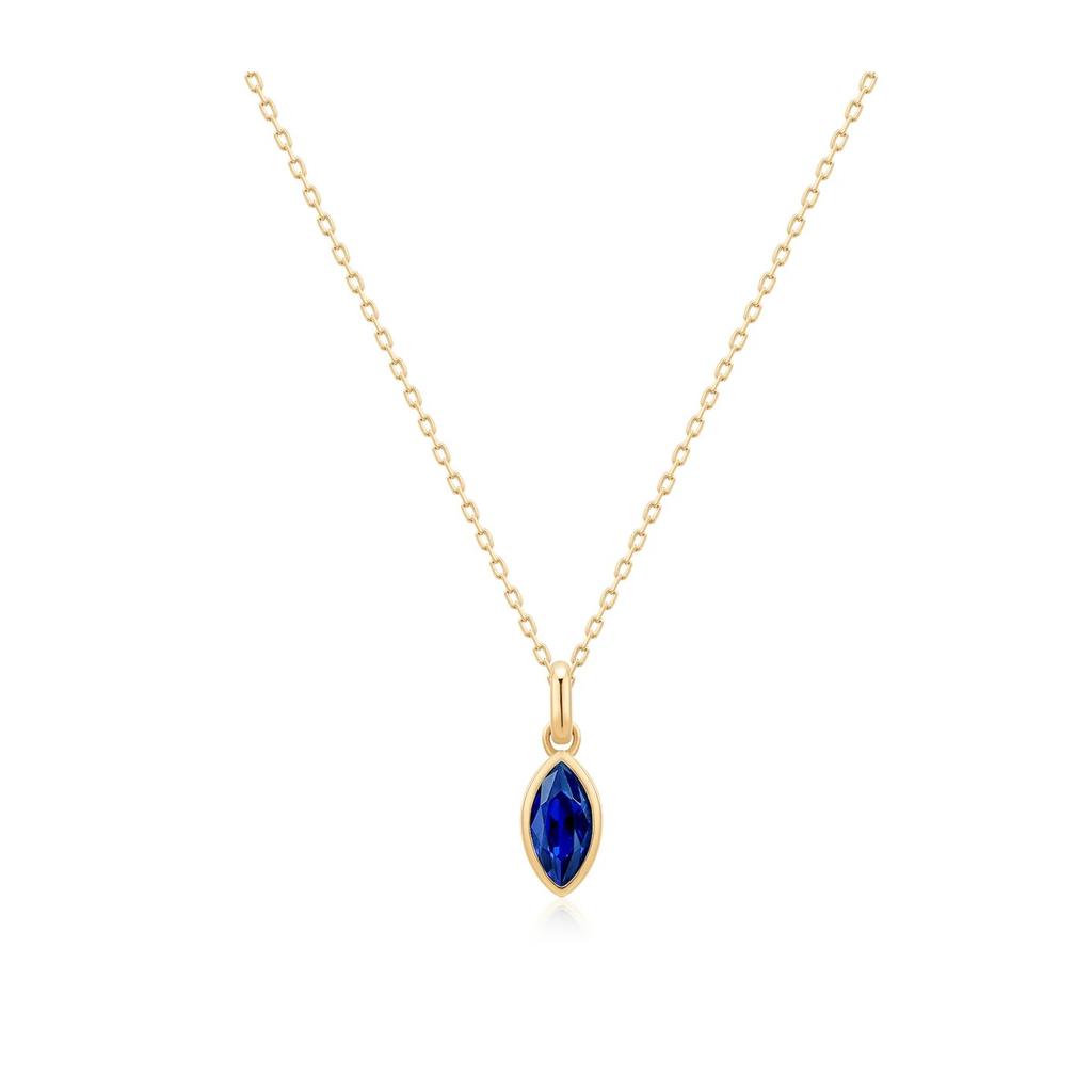 Marquise Lab Grown Sapphire Drop Necklace in 14k Yellow Gold