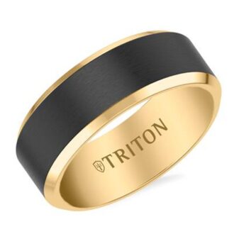 Yellow & Black Tungsten Men's 8mm Beveled Wedding Band