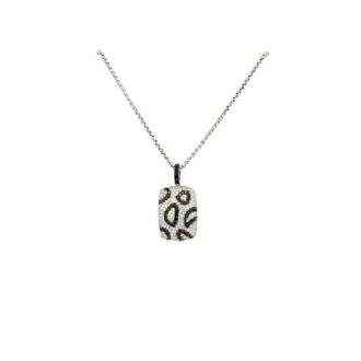 Leopard Print 1.50ctw Black & White Diamond Pendant 14k WG