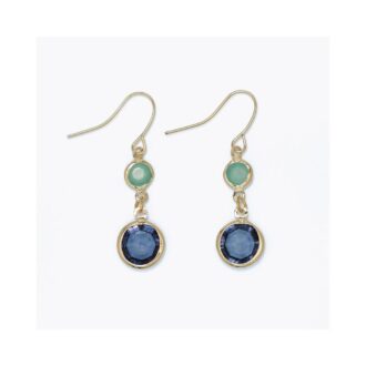 Yellow with Blue & Mint Round Crystal Dangle Earrings