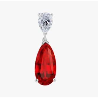 Lab-Grown Ruby Pear & .35ctw Diamond Pendant 14k White Gold