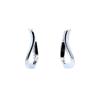 Sterling Silver Polished Twist Huggie Hoop Earrings in White
