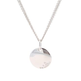 Sterling Silver White Sapphire Disc Necklace 18" 2-Strand