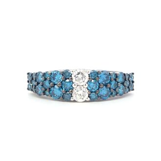 10K White Gold 1ctw Blue & White Diamond Fashion Ring