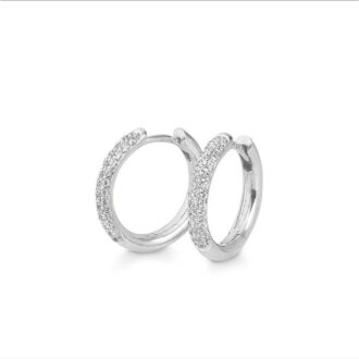 Breuning 16mm Sterling Silver White Sapphire Huggies