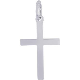 Plain Cross Charm with Chain in Sterling Silver by Rembrandt Charms