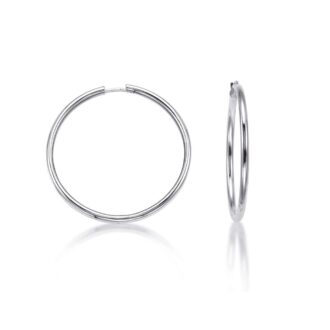Sterling Silver Rhodium-Plated 24mm Hoop Earrings