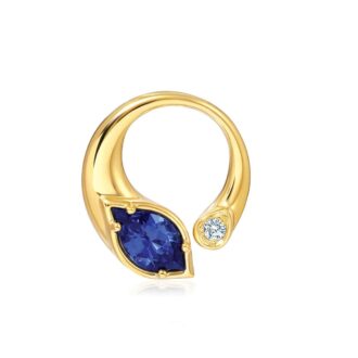 Lab-Grown Blue Sapphire & .03ctw Diamond 14K Gold Necklace