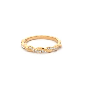 Twisted Wedding Band with .10ctw Round Diamonds in 14k Yellow Gold