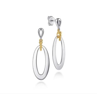 Gabriel Bujukan Open Oval Dangle Earrings, 14k Gold & Silver