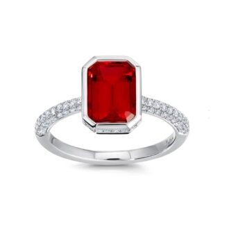 Hidden Halo Lab Ruby & .48ctw Diamond Ring 14k White Gold