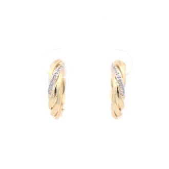 Breuning Gold-Plated White Sapphire Twist Huggie Earrings