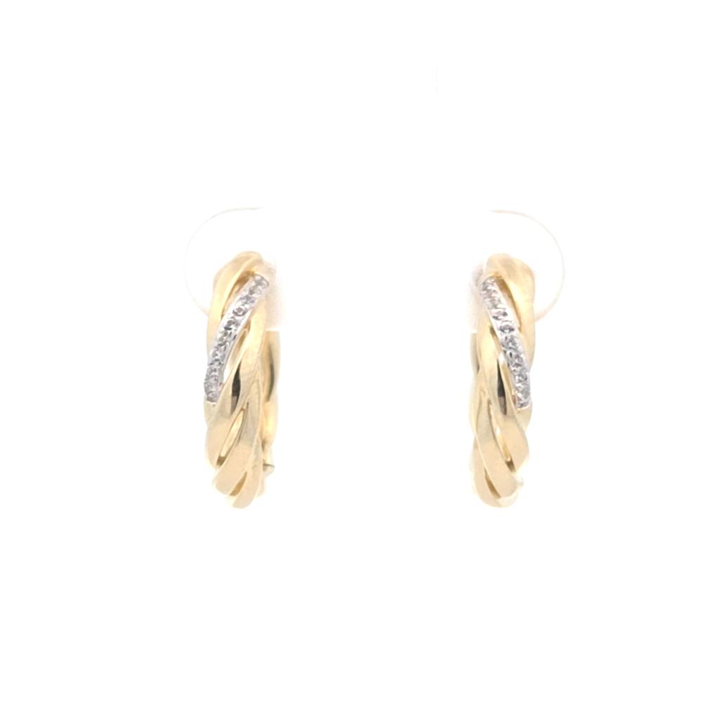 Breuning Gold-Plated White Sapphire Twist Huggie Earrings