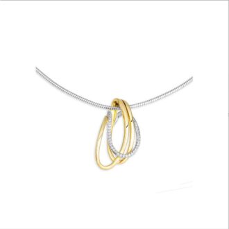 Breuning White Sapphire Triple Loop Gold-Plated Drop Pendant