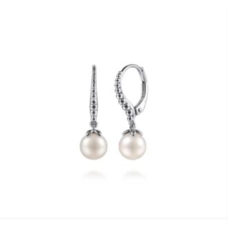 Gabriel Sterling Silver Bujukan Pearl Leverback Earrings