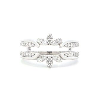 3/8 CTW Round Diamond Petal Ring Jacket 14K White Gold