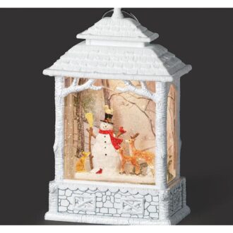 10.5in LED Lighted Swirl Snowman Lantern