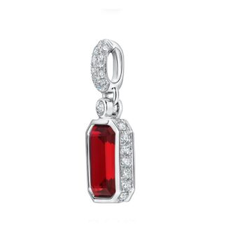Lab-Grown Ruby & .35ctw Lab Diamond Necklace 14k White Gold