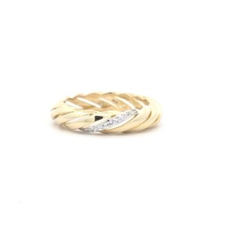 Breuning Yellow Gold-Plated White Sapphire Twist Band Ring