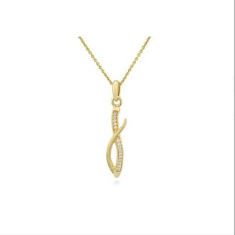 Yellow Gold-Plated White Sapphire Wave Drop Pendant