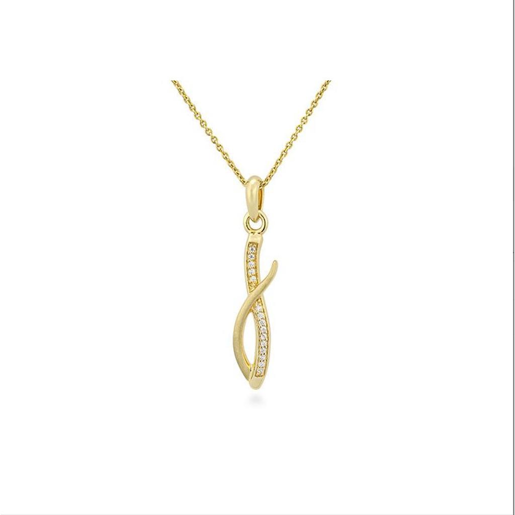 Yellow Gold-Plated White Sapphire Wave Drop Pendant