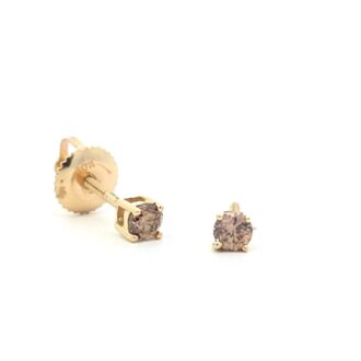 1/4ctw Natural Brown Diamond 4-Prong Stud Earrings